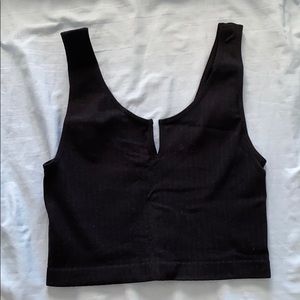 Ribbed split neck tank top
